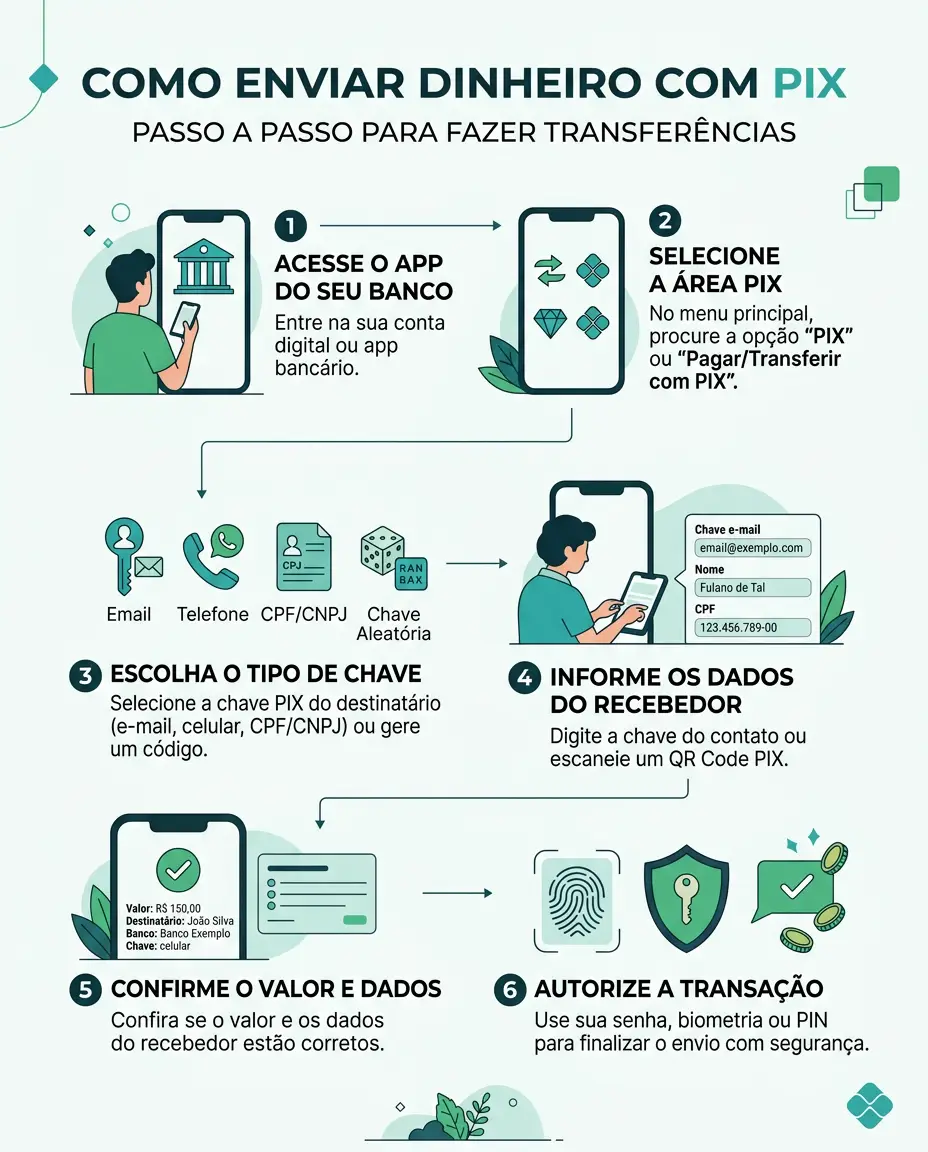 Infográfico — Como enviar com PIX