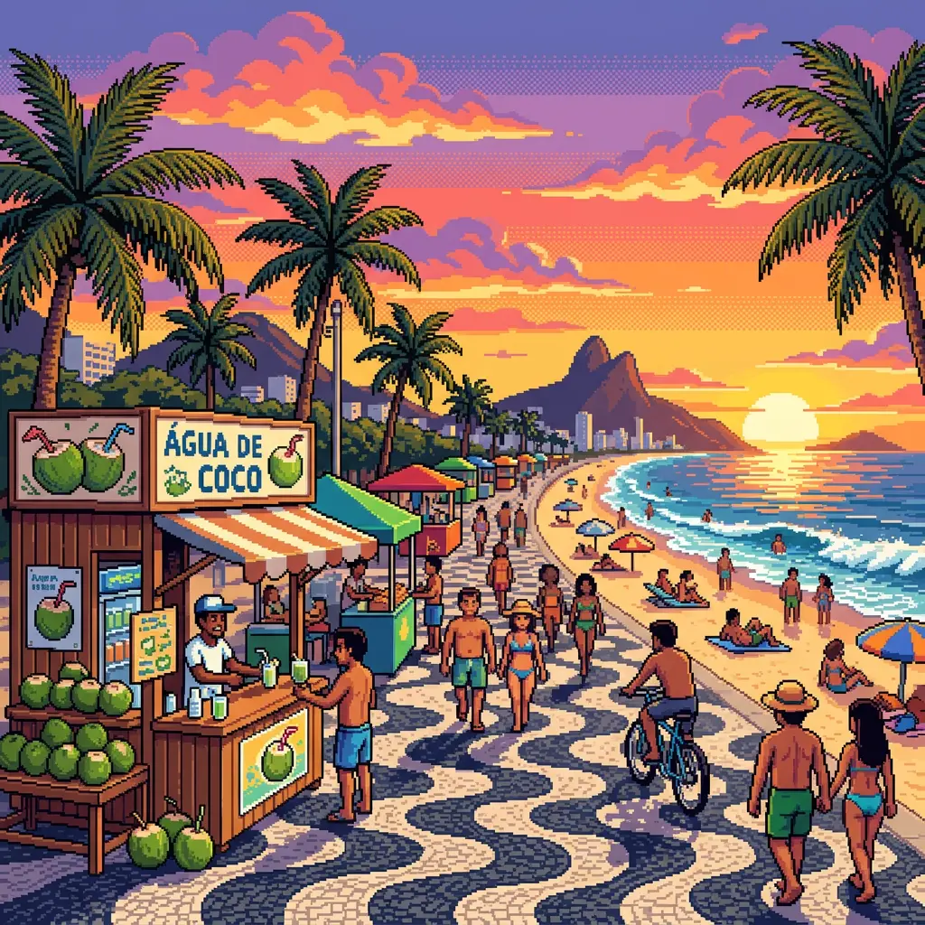 Pixel art — orla de praia