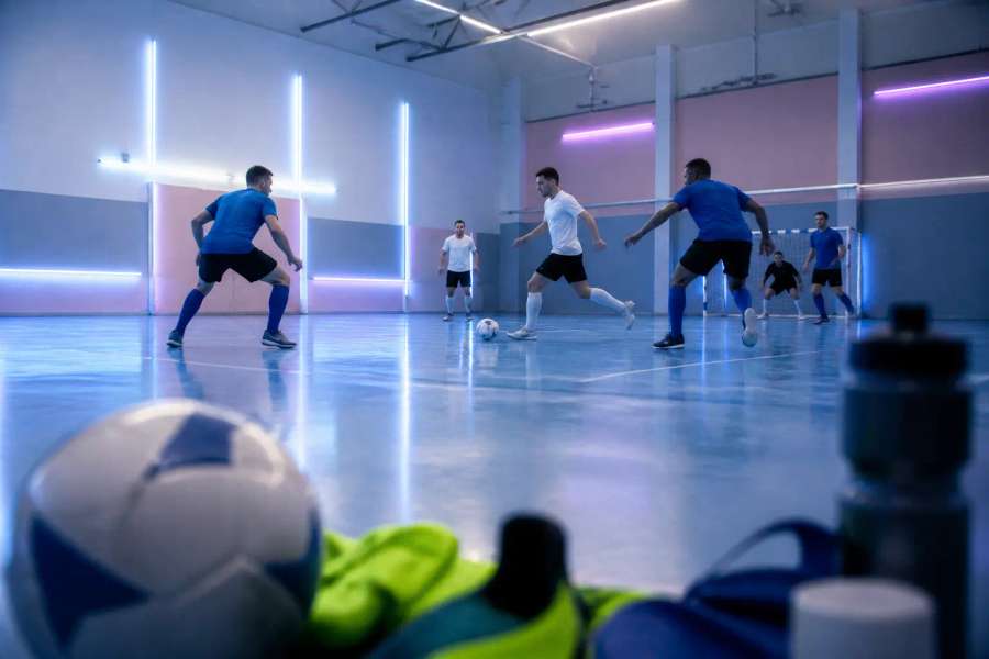 Foto esportiva neon — futsal em ação