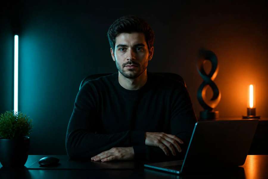 Retrato neon noturno em estúdio