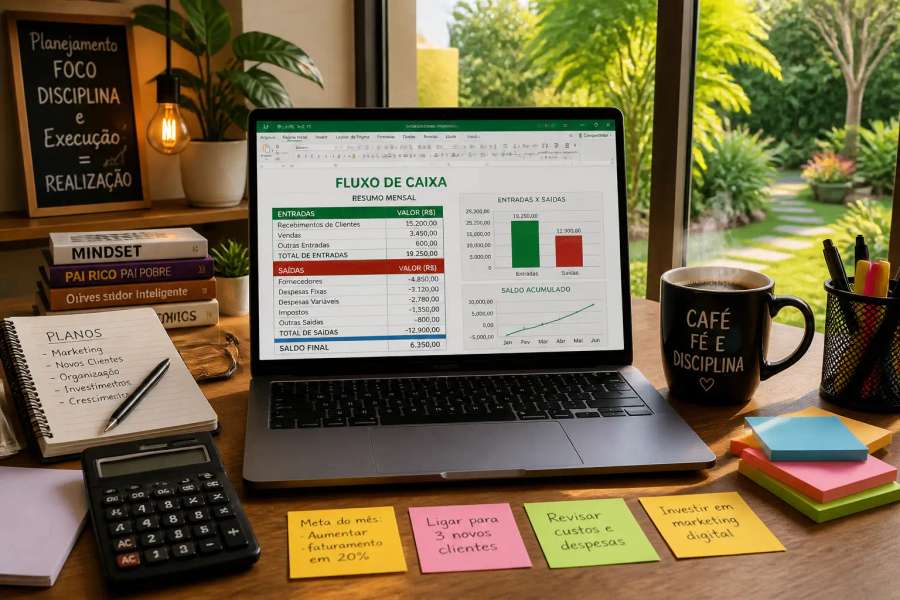 Planilha de fluxo de caixa para pequeno negócio / autônomo no Excel