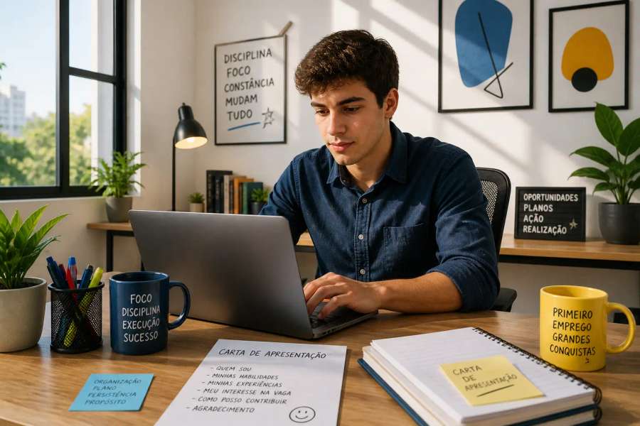 Carta de apresentação — primeiro emprego / sem experiência — no masculino