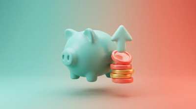 Financas — objeto de poupanca em render 3D limpo