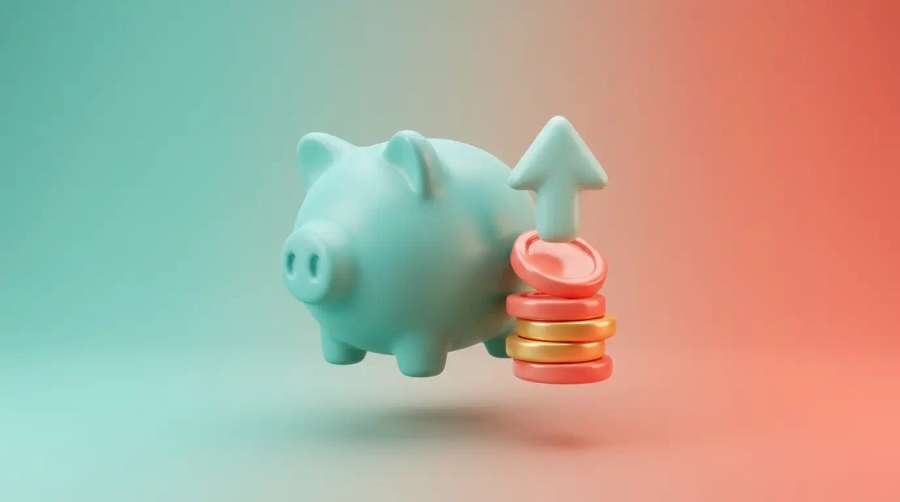 Financas — objeto de poupanca em render 3D limpo