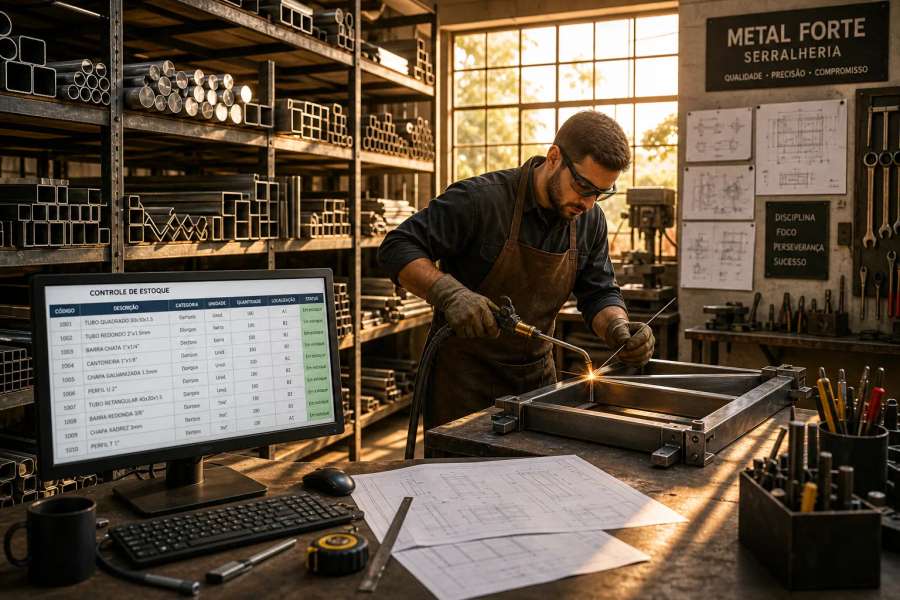 Planilha de controle de estoque para serralheria no Excel