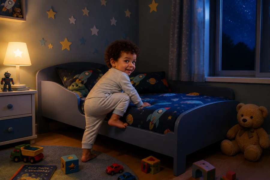 Filho de 2 anos que escapa da cama de transição 15 vezes por noite