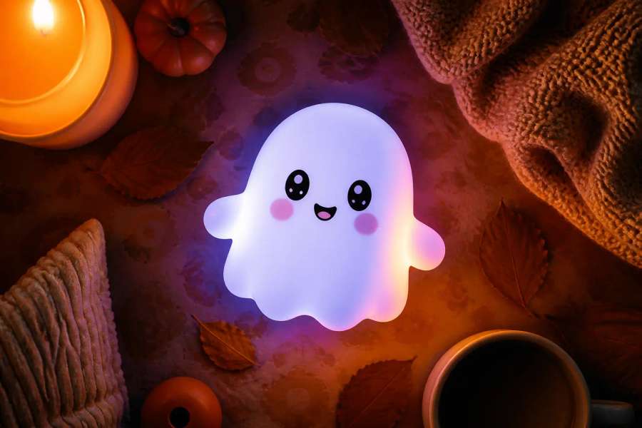 Mascote fantasminha fofo vetorial