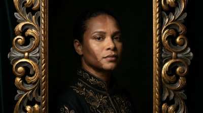 Retrato de beleza — moldura barroca dourada