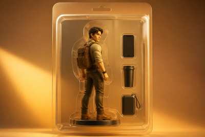 Boneco colecionável 3D em embalagem blister