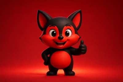 Mascote cartoon em cores chapadas