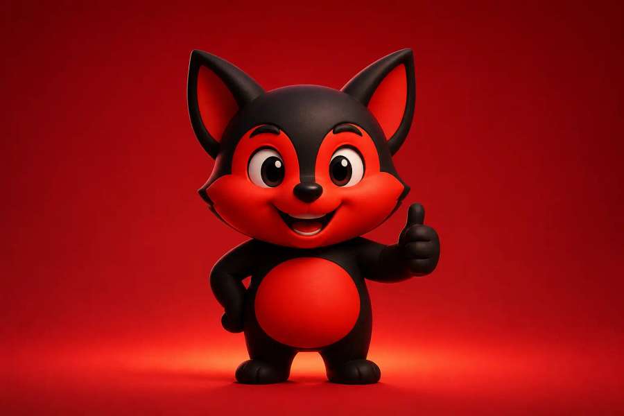 Mascote cartoon em cores chapadas