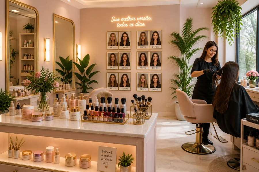 Currículo para Beleza & Estética (portfólio de fotos) — no feminino