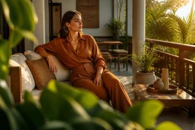Grade Instagram de moda — 4 poses, varanda tropical