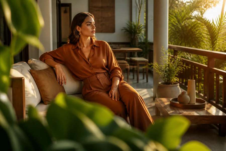 Grade Instagram de moda — 4 poses, varanda tropical