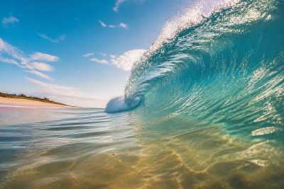 Levantando a onda como um tapete na praia