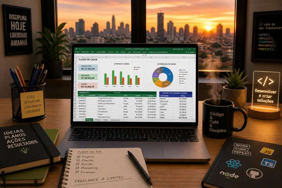Planilha de fluxo de caixa para desenvolvedor freelance no Excel