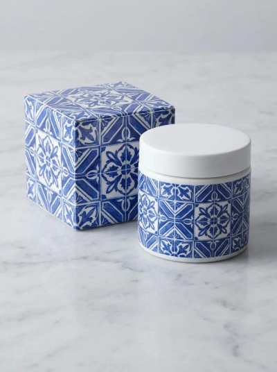 Mockup de embalagem com padrão azulejo