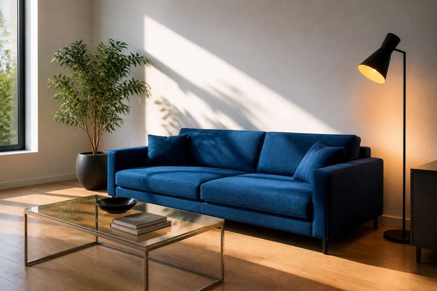 Sala minimalista em luz cinematográfica