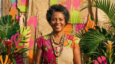 Retrato de beleza — tropicália vibrante