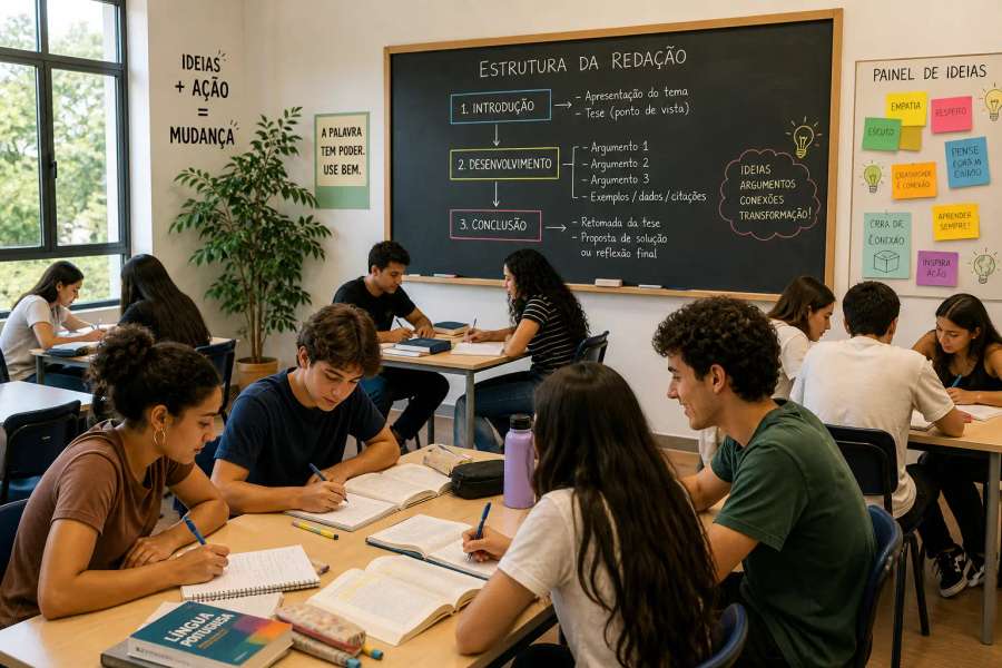Montar a estrutura (esqueleto) de uma redação ou trabalho
