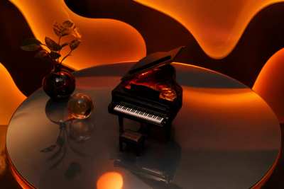 Piano surreal em miniatura tilt-shift