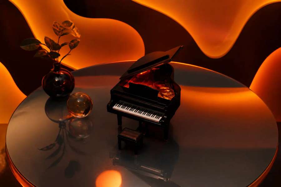 Piano surreal em miniatura tilt-shift