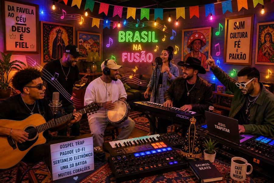 Misturar estilos brasileiros no Suno (gospel trap, pagode lo-fi, sertanejo eletrônico)