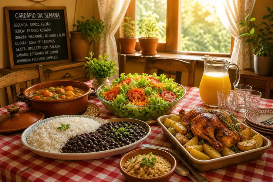 Cardápio semanal (planilha) — família simples e barato