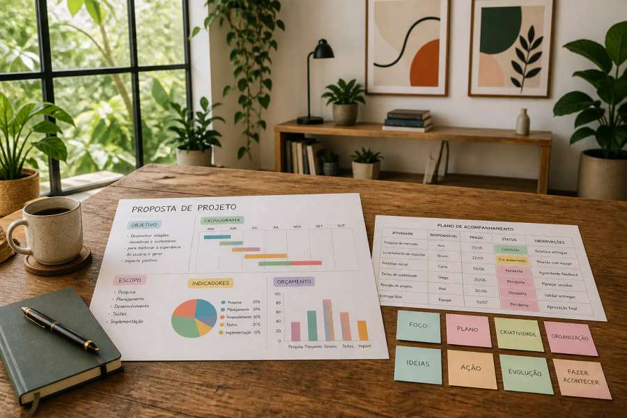 Modelo de proposta de projeto com tabela de acompanhamento