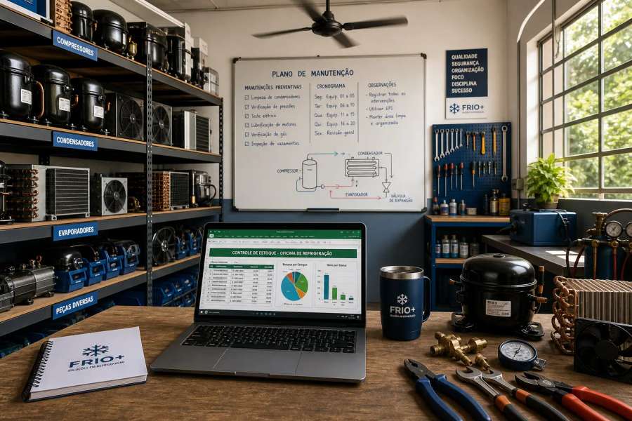 Planilha de controle de estoque para empresa de refrigeração no Excel