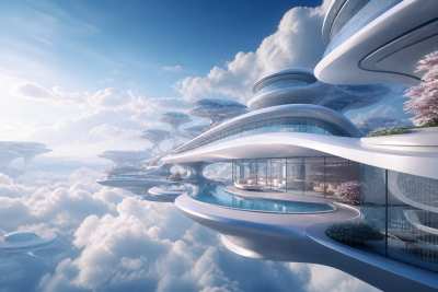 Arquitetura surreal flutuante