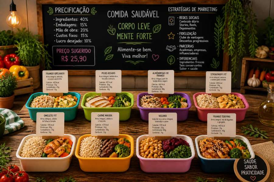 Marmita fit como negócio — precificação (planilha)