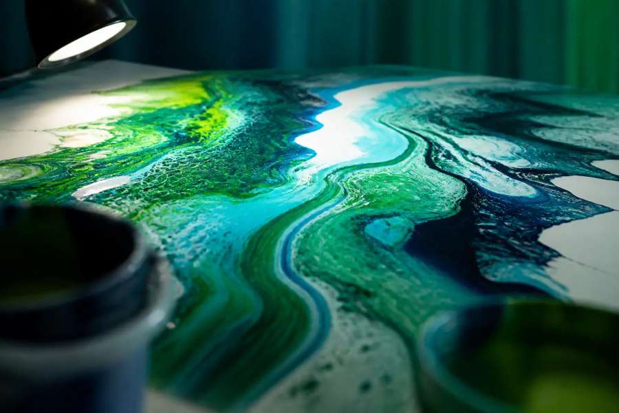 Arte fluida abstrata em vista superior