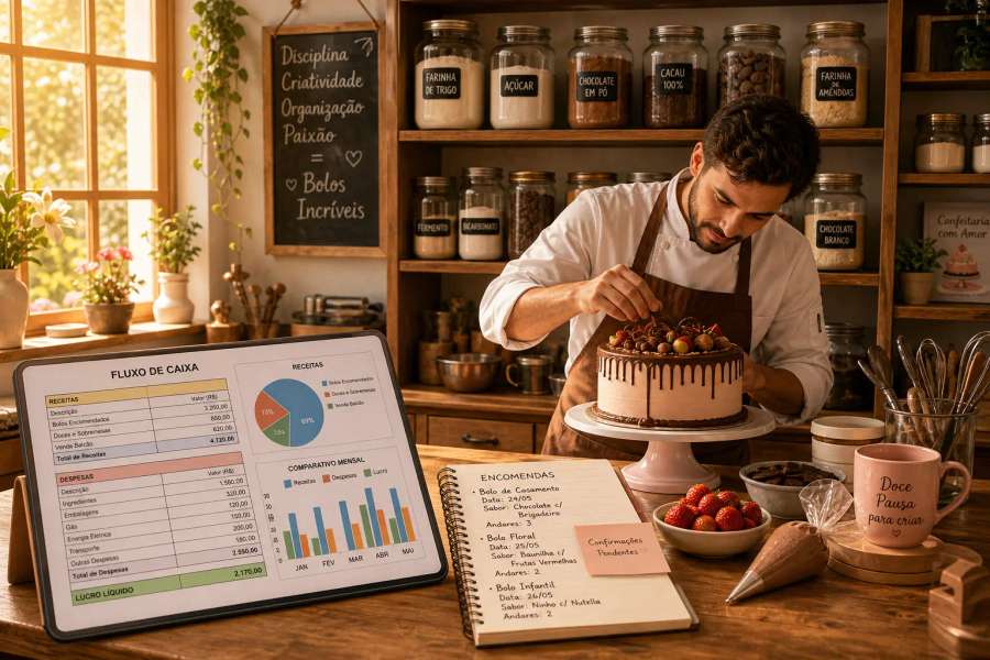 Planilha de fluxo de caixa para confeiteiro (bolos por encomenda) no