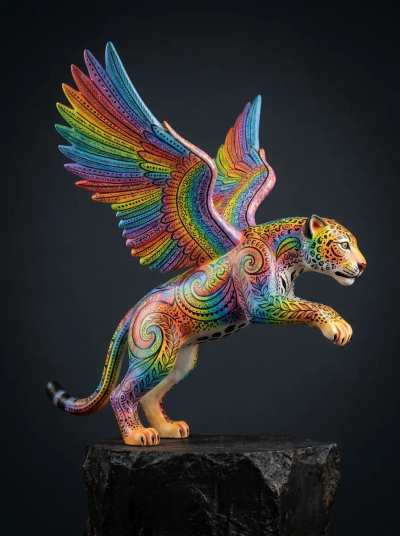 Criatura fantástica em cores vibrantes