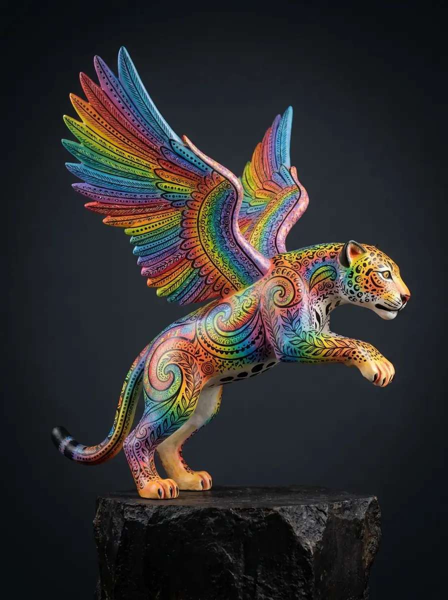 Criatura fantástica em cores vibrantes