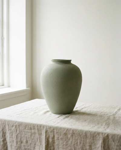 Vaso de cerâmica, minimalismo escandinavo