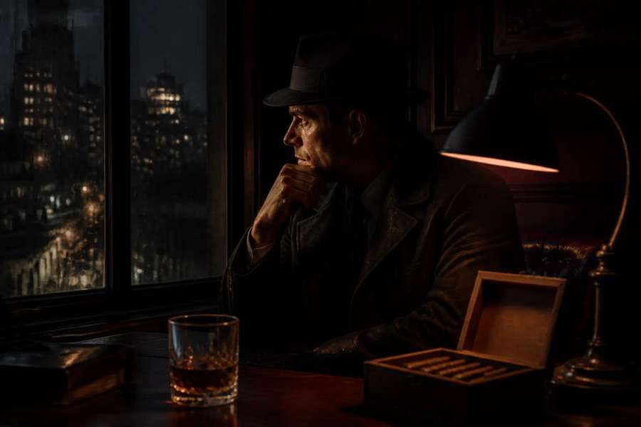 Retrato noir — detetive à janela