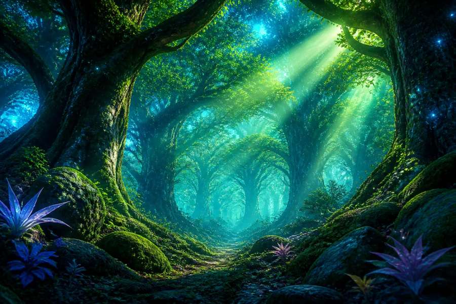 Ilustracao digital vibrante de dreamscape