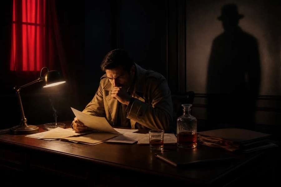 Cena noir de detetive