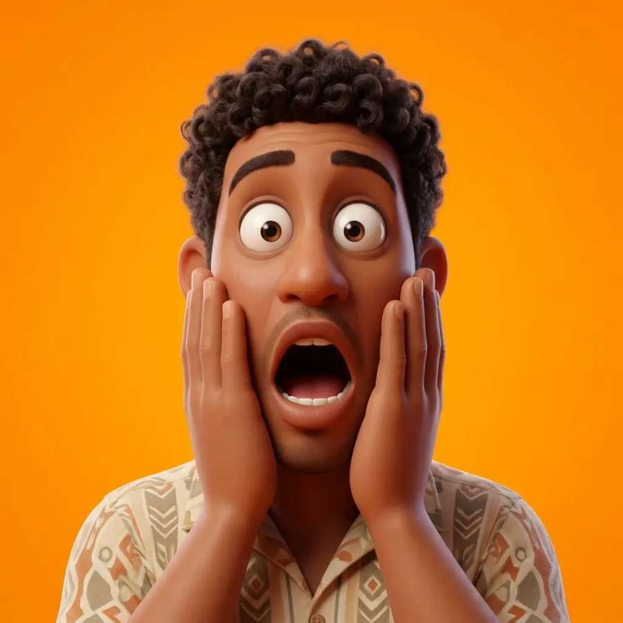 Personagem 3D de reação (choque)