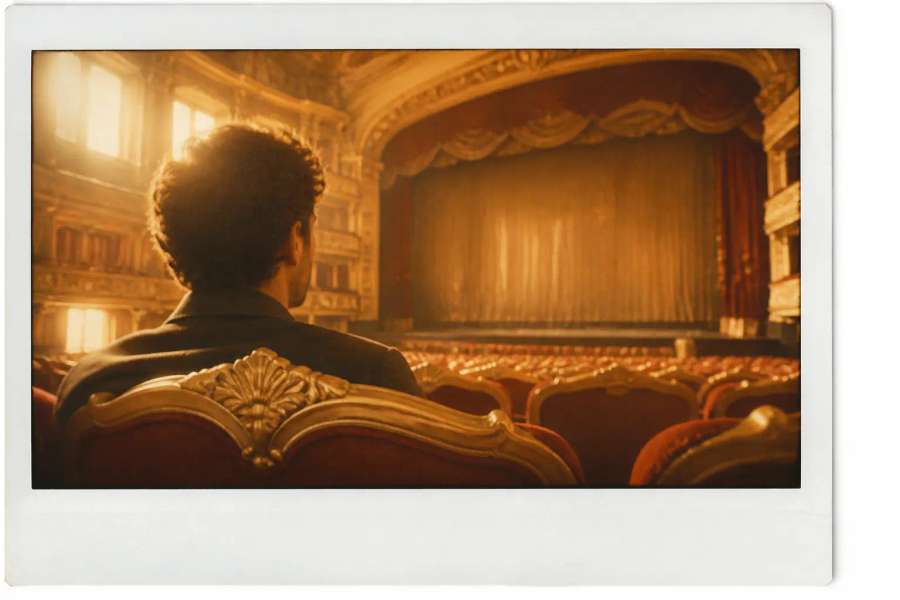 Interior de teatro historico em polaroid vintage