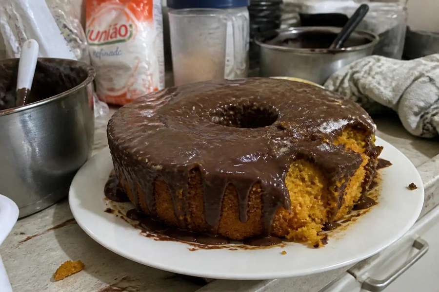 Antes — Receita de bolo de cenoura fofinho