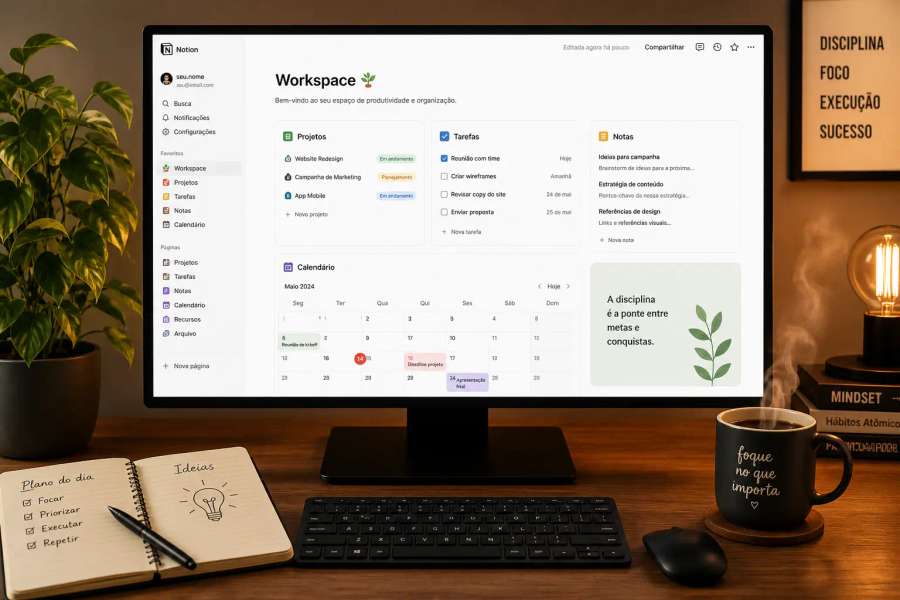 Montar um sistema Notion completo pra sua profissão (workspace all-in-one)