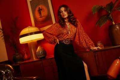 Retrato de moda vintage anos 70