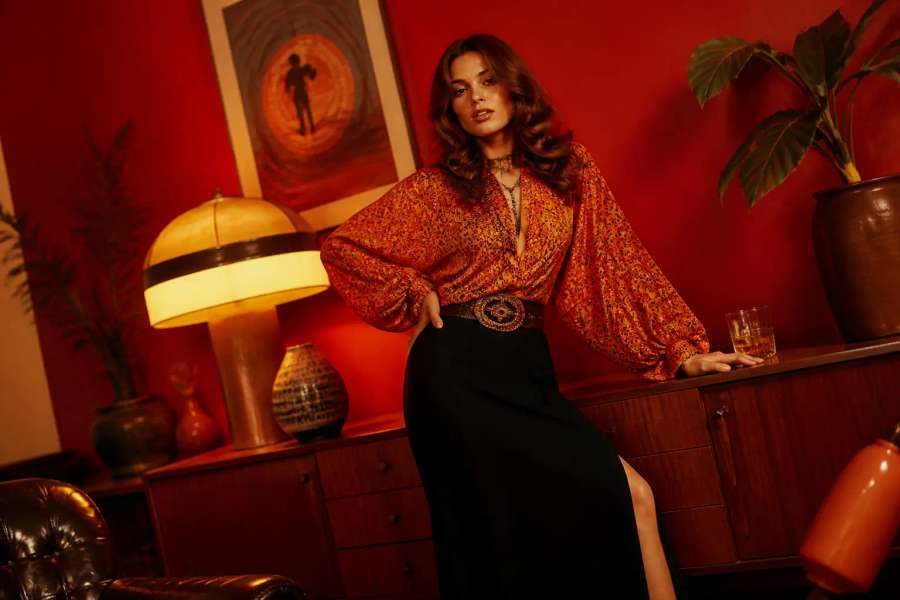 Retrato de moda vintage anos 70