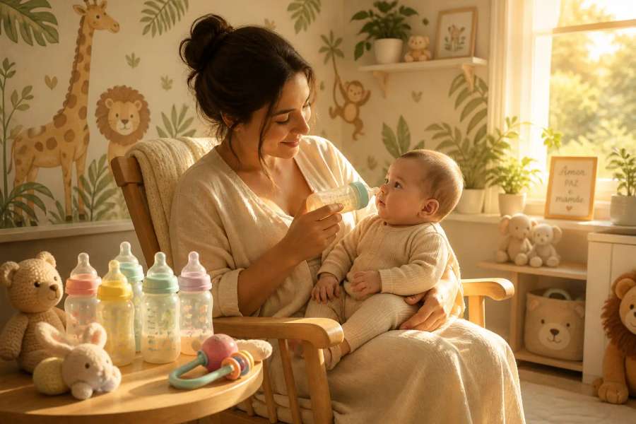 Bebê de 4 meses não aceita a mamadeira: transição sem trauma antes de voltar ao trabalho