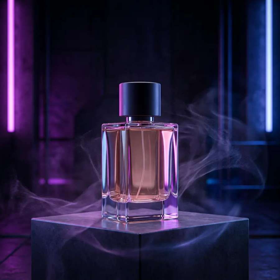 Pôster de produto com estética neon