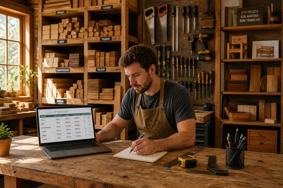 Planilha de controle de estoque para marcenaria no Excel