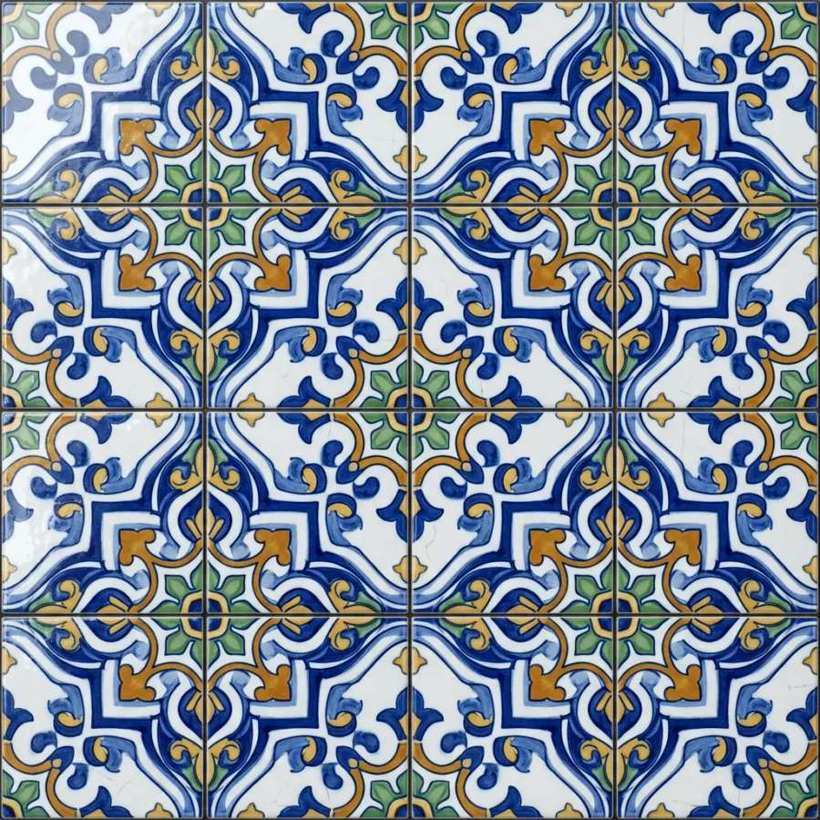 Mockup de azulejo — treliça cerâmica cobalto